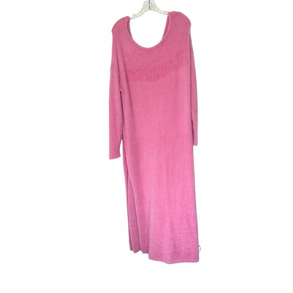 Intimately Free People Pink Fuzzy Girls Night In Maxi Pullover Dress Size Medium - Picture 10 of 13